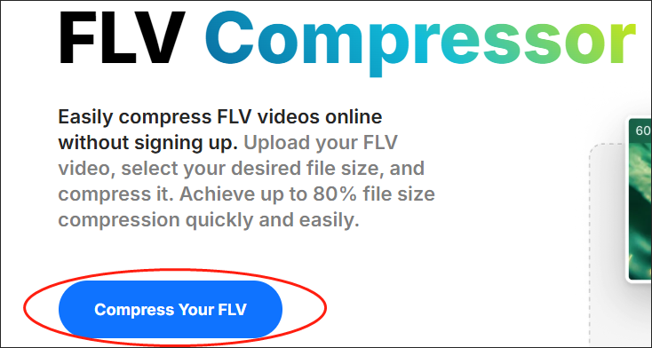 Click on Compress Your FLV in Invideo to access the compression tool