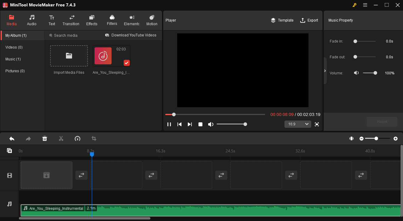 The main interface of MiniTool MovieMaker