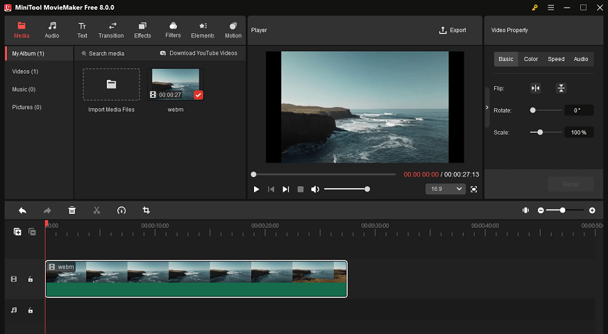 The main interface of MiniTool MovieMaker