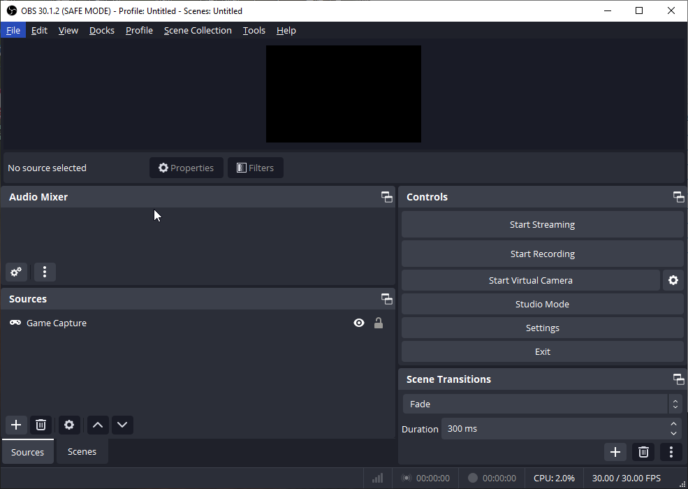 OBS Studio user interface