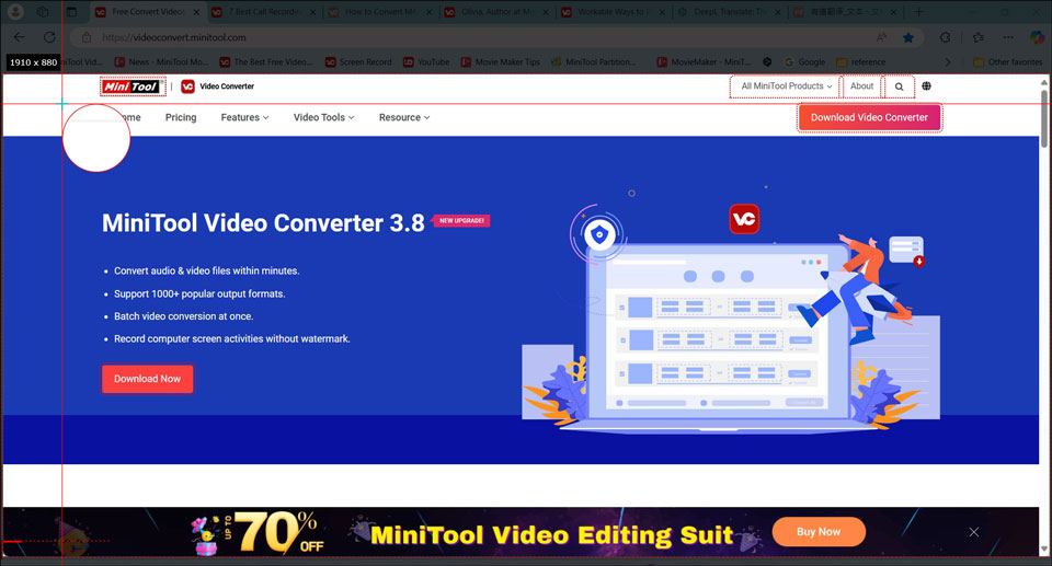 Customize the recording area in MiniTool Screen Recorder