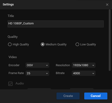 Change some settings in the Settings window for format conversion in MiniTool Video Converter