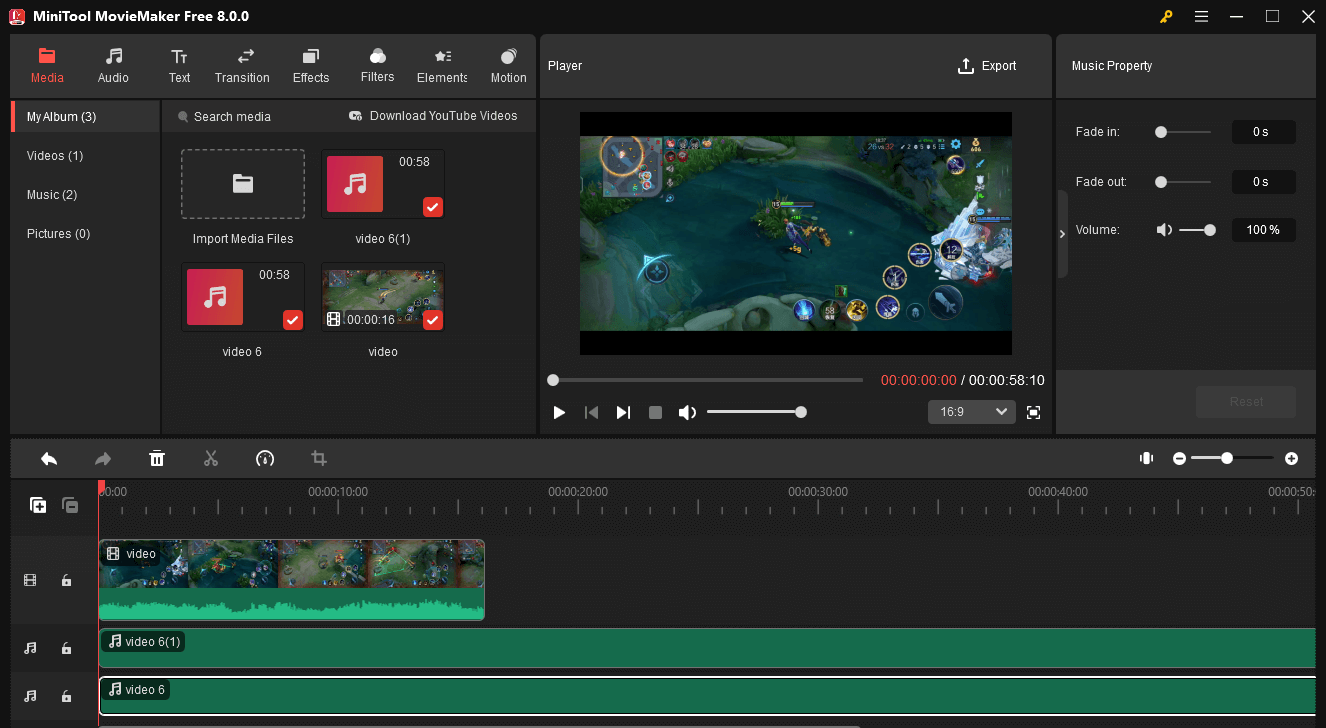 The user interface of MiniTool MovieMaker