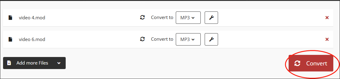 Click on the Convert button in CloudConver to begin the conversion from MOD to MP3