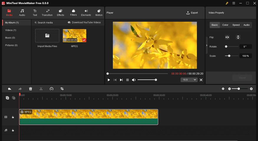 The interface of MiniTool MovieMaker