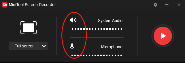 Click on audio icons in MiniTool Screen Recorder to control the recording audio