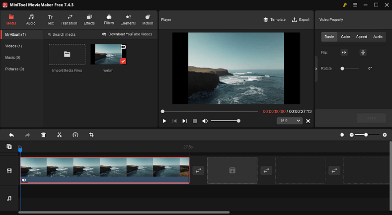 The interface of MiniTool MovieMaker