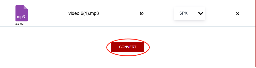 Click on the CONVERT button to begin converting MP3 to SPX