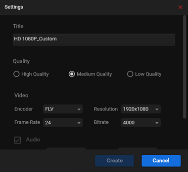 Adjust some settings in the Settings window for format conversion in MiniTool Video Converter