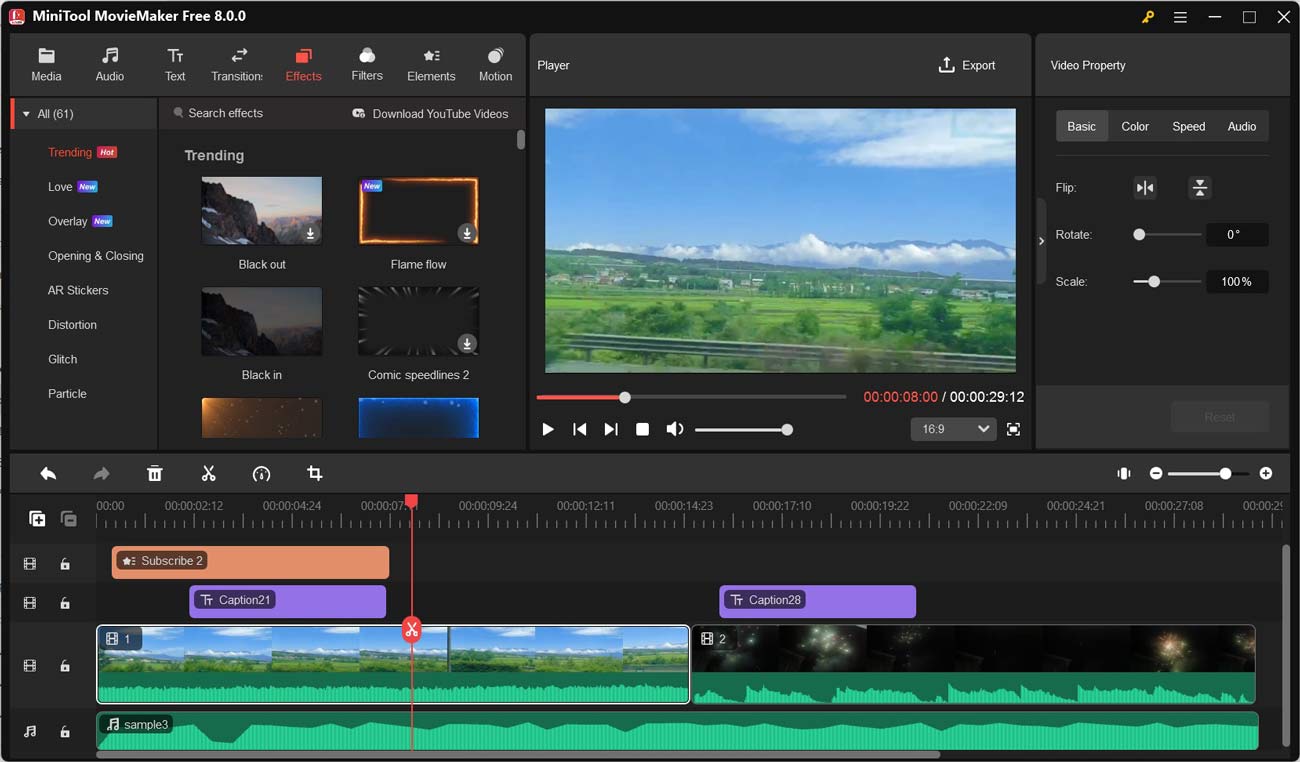 Edit the WV file and other added videos and images in MiniTool MovieMaker