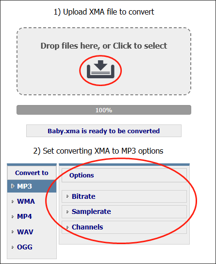 Click on the inverted arrow icon in CoolUtils to import your XMA file