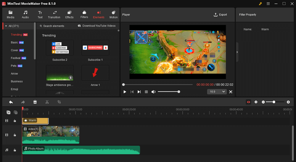 The user interface of MiniTool MovieMaker