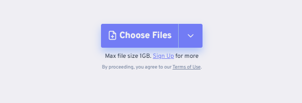 Click Choose Files in FreeConvert to load your AVI file