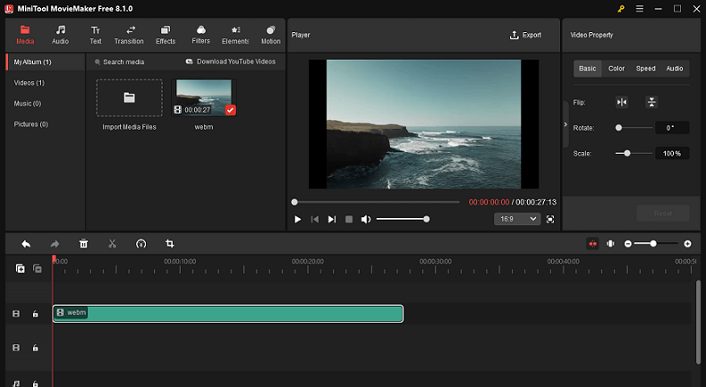 The interface of MiniTool MovieMaker