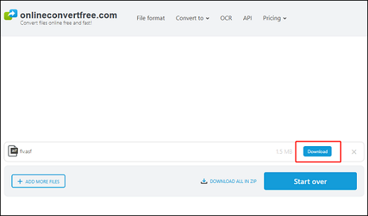 Click the Download button in OnlineConvertFree to save the converted file to the local folder