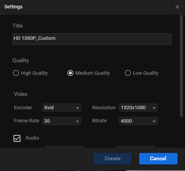 Adjust some settings in the Settings window for format conversion in MiniTool Video Converter