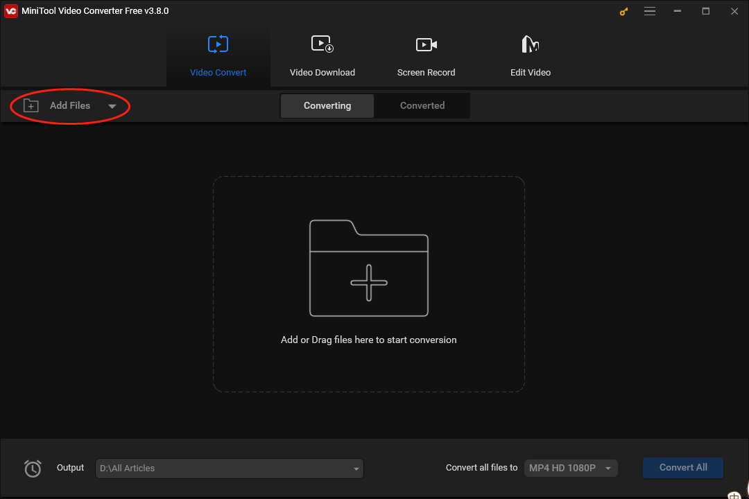 Click on Add Files in MiniTool Video Converter to upload your files