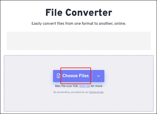 Click the Choose Files button to import the OPUS file in FreeConvert for format conversion