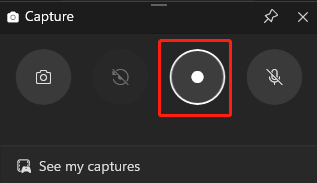 Click the Start recording icon (grey circle-shaped icon) in the Capture window to start recording your gameplay