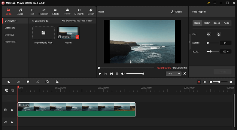 The main interface of MiniTool MovieMaker