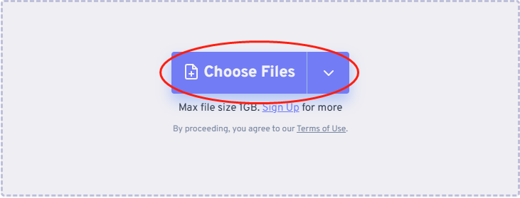 Click on Choose Files in FreeConvert to import your M4R files