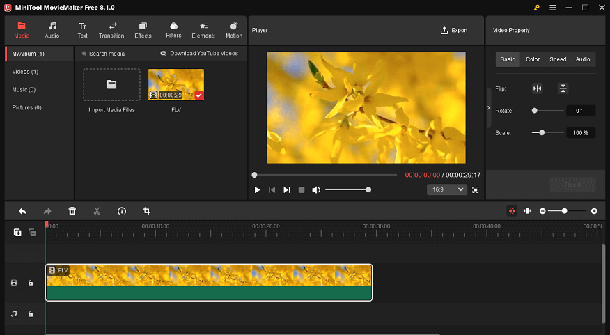 The main interface of MiniTool MovieMaker