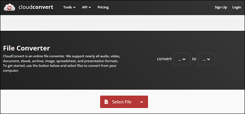 The main interface of CloudConvert