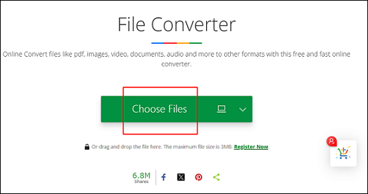 Click the Choose Files button to import the MTV file for format conversion in Online-Convert