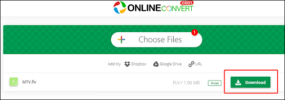 Click the Download button in Online-Convert to save the converted file in the local folder