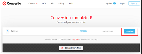 Click the Download button in Convertio to store the converted file to the local folder