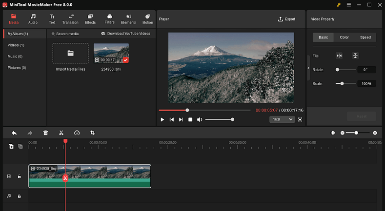 The interface of MiniTool MovieMaker