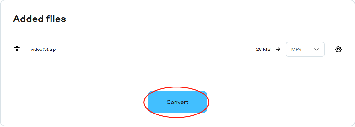 Click on the Convert button in Movavi to begin the conversion from TRP to MP4