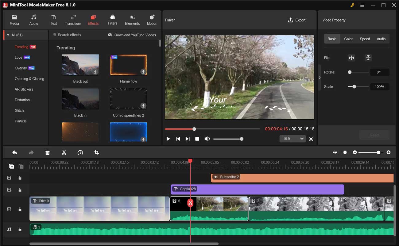 The main editing interface of MiniTool MovieMaker