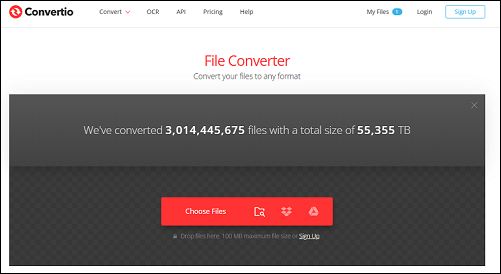 Convertio’s main interface