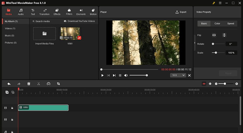 The interface of MiniTool MovieMaker