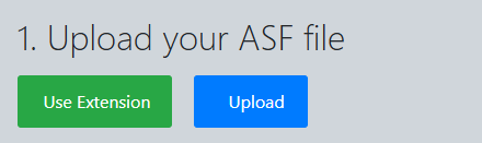 Click Upload to add your ASF file to this service from your device