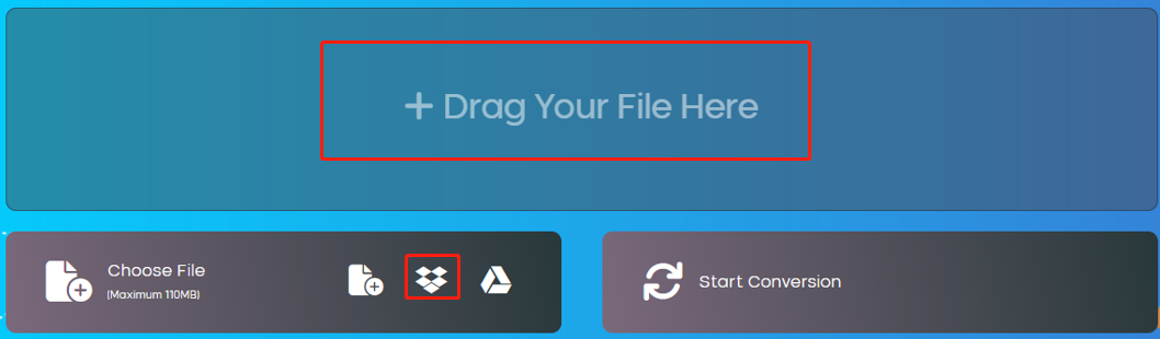 Drag and drop your ASF file to the program or click the Dropbox icon to add it from Dropbox