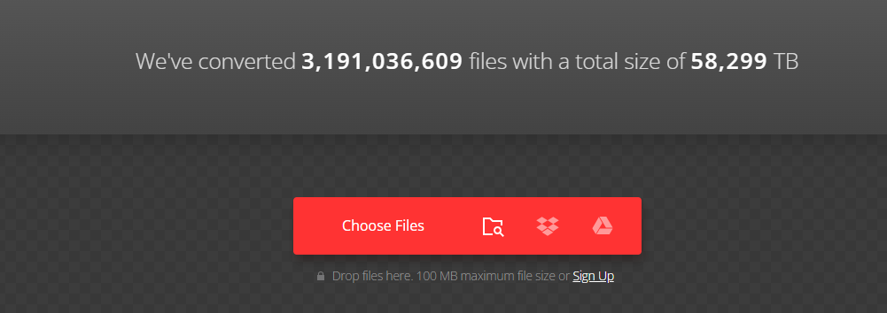 Click Choose Files on the main page to load the MXF file from your device