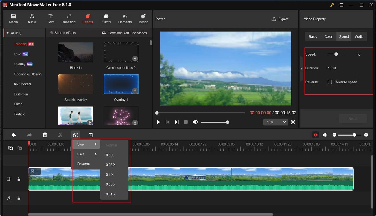 Create a slow-motion video in MiniTool MovieMaker