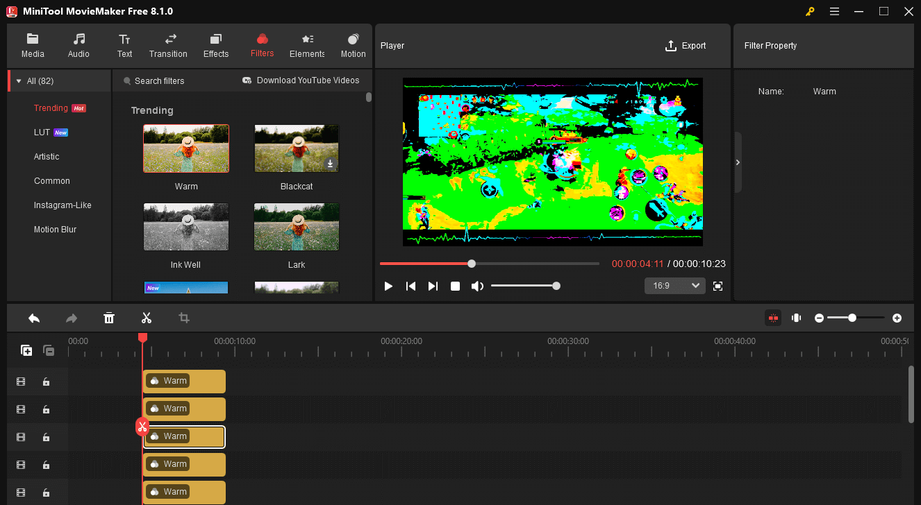 The user interface of MiniTool MovieMaker