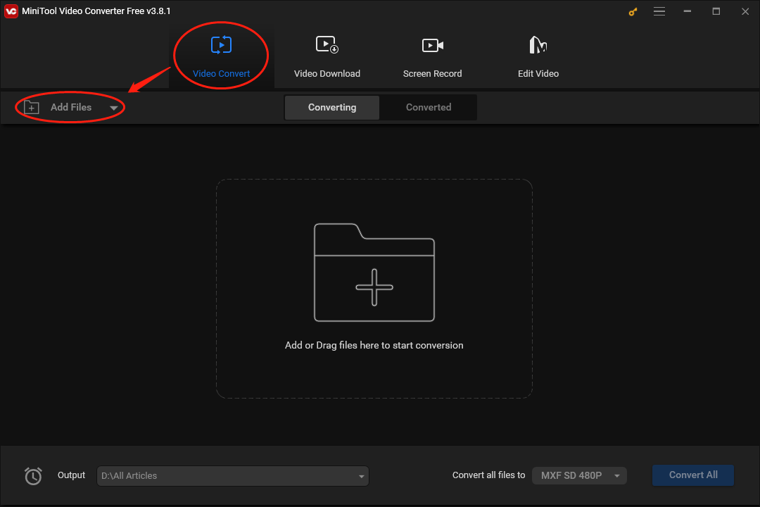 Click on Add Files in MiniTool Video Converter to upload your MKV files