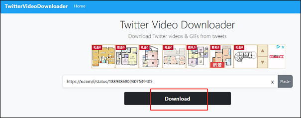 Click the Download button in Twitter Video Downloader to download the target video