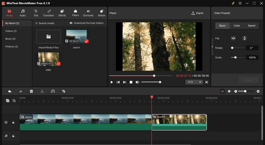 MiniTool MovieMaker’s main interface