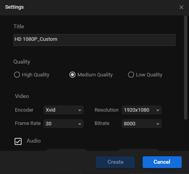 Adjust some settings in the Settings window for format conversion in MiniTool Video Converter