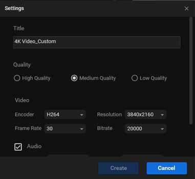 Customize the output parameters in the Settings window for format conversion in MiniTool Video Converter