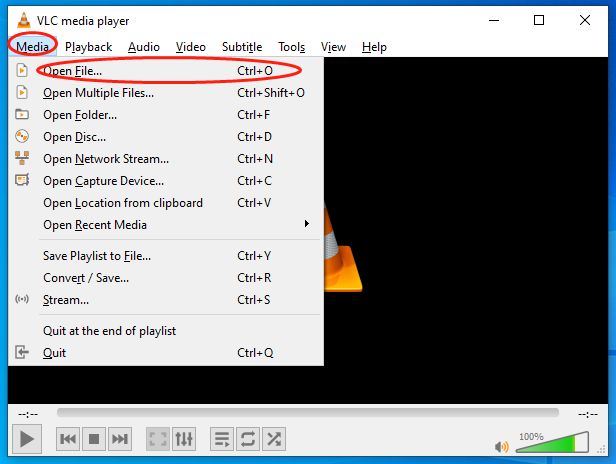 Expand the Media option in VLC and choose Open File to open your OGV file