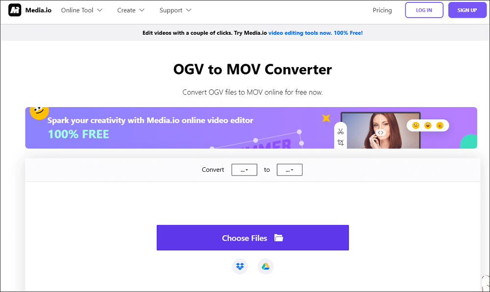 The OGV to MOV Converter in Media.io