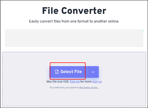 Click the Select File tab to import the QT file for format conversion in FreeConvert