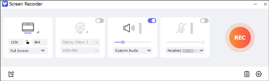 Customize the recording area and audio source on the Screen Recorder panel of Joyoshare VidiKit