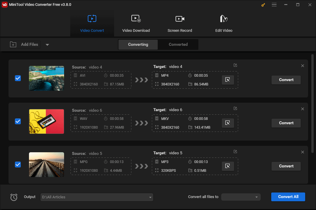 Dateien mit MiniTool Video Converter in verschiedene Formate konvertieren